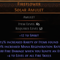 RISE OF THE ABYSSAL Fireflower Solar Amulet UNIQUE AMULET LVL 52 REQ +4 TO LEVEL ALL FIRE SKILLS