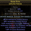 317 ENERGY SHIELD FOCUS 115% LIGHTNING DAMAGE 31% CAST SPEED 54% CRITICAL HIT CHANCE 39 COLD RESIST