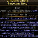 RING HIGH FIRE+LIGHTNING DMG 30% COLD DMG 19% RARITY 44% LIGHTNING 15% LIGHT+CHAOS RES 10% ALL RESIS