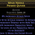RARE PRIMED QUIVER +2 PROJECTILE SKILLS COLD DAMAGE 43% BOW SKILL DAMAGE 35% PROJECTILE SPEED 13 DEX