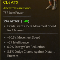 ANCESTRAL ROGUE BOOTS LVL 72 MOVEMENT SPEED ENERGY COST REDUCTION INT DODGE DISTANT