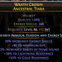 246 ENERGY SHIELD HELM 43% RARITY FOUND 80 LIFE 39% LIGHTNING 33% COLD RESIST WITCH SORC WARRIOR
