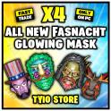 ALL X4 NEW FASNACHT GLOWING MASKS ( Jackalope - Bigfoot - Veggie - Abe )