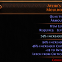 20% QUALITY 3 SOCKETED Atziri's Acuity UNIQUE GLOVES 100% CRIT BLOOD MAGE GLOVES