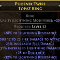 RISE OF THE ABYSSAL RING FIRE DMG + %25 FIRE DMG 31% LIGHTNING DMG 28 DEX 60% LIGHTNING RESIST