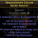 LIGHTNING SPEAR AMAZON AMULET 50 SPIRIT 231 ACCURACY 21% RARITY 15% EVASION 13 INT 32% FIRE RES