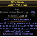 RARITY RING 45% RARITY FIRE+COLD DAMAGES 35% LIGHTNING 35%COLD RESISTS 11% CHAOS RES DEADEYE MONK