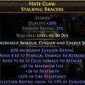213 EVASION GLOVES PHYSICAL+COLD DMG DEFLECTION EQUAL TO 21% EVASION 47 LIFE 24 DEX 32% FIRE RES