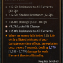 (S10) Legendary Ring 2GA Resistance to All Elements - Lucky Hit Chance / one reroll stat