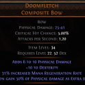 DAWN OF THE HUNT Doomfletch Composite Bow UNIQUE BOW LVL 22 REQ EXTRA ELEMENTAL DAMAGE BOW