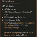 3GA Saboteur's Signet (87/90) GA +4 Grenade Skills/GA Cooldown Reduction/GA Dexterity 9% phys dmg mu