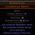 DAWN OF THE HUNT PERFECT Bushwhack BOOTS 25% MOVEMENT SPEED 20 DEXTERITY BEST LEVELING BOOTS ALIVE
