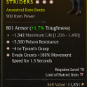 3GA Boots GA +4 Tyrant's Grasp GA 188% evade move speed GA Poison Resistance 1342 max life