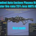 Bloodied Auto Enclave Plasma Rifle (25% faster fire rate/25% less VATS AP cost)