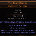 DAWN OF THE HUNT The Dark Defiler Rattling Sceptre UNIQUE SCEPTRE LVL 6 REQ WITCH WEAPON MINION WEAP