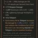 2GA The Oculus (11/15) GA +4 Teleport/GA Weapon Damage/1839 max life 7% lightning dmg multiplier