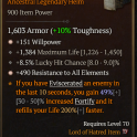 2GA Pants GA Willpower/GA Resistance to All Elements/1384 max life 8.5% lucky hit
