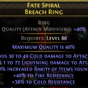 INSANE RARITY BREACH RING HIGH LIGHTNING+COLD DMG 40% RARITY 40% FIRE 38% COLD RESISTS MONK RANGER