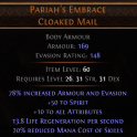 RISE OF THE ABYSSAL Pariah's Embrace UNIQUE CHEST LVL 26 REQ 50 SPIRIT CHEST REDUCES MANA COSTS
