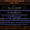 UMBILICUS IMMORTALIS UNIQUE BELT FOR MINION WITCH MORE MINION LIFE YOUR FLASK HEALS MINIONS LVL 24