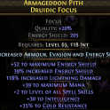 FOCUS WITH +2 LEVEL OF ALL SPELL SKILLS 118% LIGHTNING DAMAGE 205 ENERGY SHIELD 30 UNT 35% COLD RESI