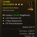3GA Boots GA Maximum Life/GA Mana Regeneration/GA Poison Resistance/one empty slot