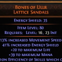 PERFECT 30% RESERVATION EFFICIENCY ROLLED Bones of Ullr UNIQUE BOOTS LVL 16 REQ MINION WITCH BOOTS