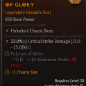 6 Charm Slots Seal - 22% Critical Strike Damage - Fulcrum of Mefis: 7% Maximum Wrath