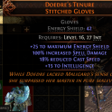 DOEDRE'S TENURE STITCHED GLOVES LEVEL 16 LEGENDARY SPELL DAMAGE GLOVES