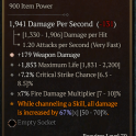 1GA Focus GA Weapon Damage 7.2% crit chance 1853 max life 7% fire dmg multiplier