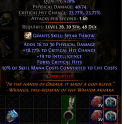 2 SOCKETED TANGLETONGUE 20% QUALITY %24 CRITICAL HIT CHANCE UNIQUE SPEAR DEADEYE LIGHTNING SPEAR