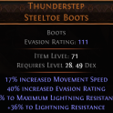 RISE OF THE ABYSSAL Thunderstep UNIQUE BOOTS LVL 28 REQ MOVEMENT SPEED LIGHTNING RESIST EVASION BOOT