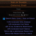 DAWN OF THE HUNT Sire of Shards Chiming Staff UNIQUE STAFF LVL 30 REQ SPELL FIRE +4 PROJECTILES SORC