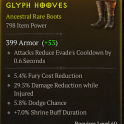ANCESTRAL BARB BOOTS LVL 60 FURY COST REDUCTION DODGE CHANCE DAMAGE REDUCTION