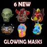 6 New Glowing Fasnacht Masks 2024 Set (Alien, Minotaur, Pig, Robot, Turkey, Unicorn) - image