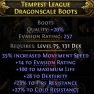 PURE EVASION BOOTS 257 EVA 35% MOVEMENT SPEED 100 LIFE 28 DEX 23 FIRE 27 COLD RESIST RANGER HUNTRESS - image