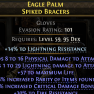 RANGER GAS ARROW AMAZON GLOVES PHYSICAL+LIGHT DMG 57 LIFE 30 FIRE RES 18% RARITY 21% CRIT DMG BONUS - image