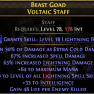 RARE VOLTAIC STAFF +6 LIGHTNING SKILLS 63% LIGHTNING DAMAGE 33 INT 66 MANA 30% EXTRA COLD DMG 48 LIF - image