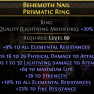 INSANE RING PHYSICAL & LIGHTNING DAMAGE 64 LIFE 26 STRENGTH 19% ALL RESIST 23% FIRE RESIST - image