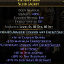 HUNTRESS AMAZON JAVAZON CHEST 831 EVASION 317 ENERGY SHIELD 46 SPIRIT 26 INT 26% FIRE 21% LIGHT RESI - image