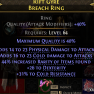 44% RARITY FOUND RING WITH PHYSICAL+COLD DAMAGE 26 DEX 31 COLD RESISTANCE - image