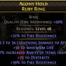 IGHTNING SPEAR AMAZON DEADEYE RING HIGH LIGHTNING DMG 37% RARITY FOUND 50 LIFE 25 DEX 71% FIRE RESIS - image