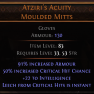 DAWN OF THE HUNT Atziri's Acuity UNIQUE GLOVES LVL 33 REQ 50% CRITICAL HIT CHANCE GLOVES - image