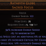 DAWN OF THE HUNT Rathpith Globe UNIQUE FOCUS LVL 75 REQUIRED SORCERESS FOCUS WITCH FOCUS - image