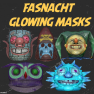 ⭐FASNACHT GLOWING JESTER MASK, FASNACHT GLOWING CORN COB MASK, GLOWING SUN MASK, GLOWING SKULL MASK⭐ - image