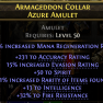 LIGHTNING SPEAR AMAZON AMULET 50 SPIRIT 231 ACCURACY 21% RARITY 15% EVASION 13 INT 32% FIRE RES - image