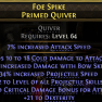 PRIMED QUIVER +2 PROJECTILE SKILLS 55% BOW SKILL DMG COLD DMG 34% PROJ SPEED 14% CRIT BONUS 21 DEX - image
