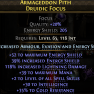 FOCUS WITH +2 LEVEL OF ALL SPELL SKILLS 118% LIGHTNING DAMAGE 205 ENERGY SHIELD 30 UNT 35% COLD RESI - image