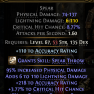 LIGHTNING SPEAR AMAZON SPEAR 110 LIGHTNING DMG 212 ACCURACY 3.7% CRIT CHANCE 18% CRIT BONUS 27 DEX - image