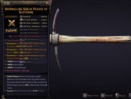 ⭐[MODDED] L40 GOBLIN PICKAXE - 59.634 DMG (+2527/S DARK DMG) - VAMPIRE - 3.66 ATT SPEED⭐ - image